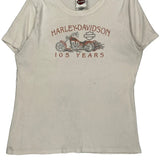105 Years Anniversary Harley Davidson Graphic T-Shirt - XL White Cotton