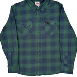 Levis Checked Flannel Shirt - Large Blue Cotton