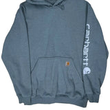 Carhartt Spellout Hoodie - Medium Blue Cotton