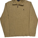 Polo By Ralph Lauren 1/4 Zip - Large Beige Cotton