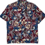 Hawaii Blues Floral Hawaiian Shirt - Large Multicoloured Cotton