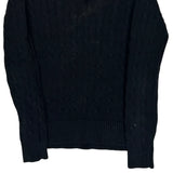 Tommy Hilfiger V-Neck Sweater - Small Black Cotton