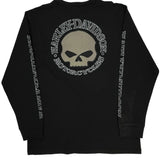 Skull Logo Harley Davidson Long Sleeve T-Shirt - XL Black Cotton