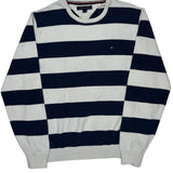 Tommy Hilfiger Striped Sweater - Medium Navy Cotton