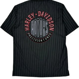 Harley Davidson Striped Short Sleeve Shirt - Small Black Polyester