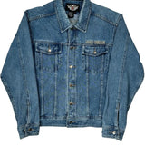 Harley Davidson Graphic Denim Jacket - Large Blue Cotton
