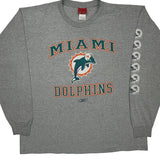 Miami Dolphins Reebok Nfl Long Sleeve T-Shirt - XL Grey Cotton
