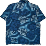 Urban Bay Floral Hawaiian Shirt - Large Blue Polyester