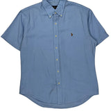 Ralph Lauren Slim Fit Short Sleeve Shirt - Large Blue Cotton