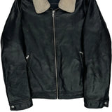 Tommy Hilfiger Sherpa Collared Leather Jacket - Medium Black Leather