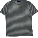 Polo By Ralph Lauren Striped T-Shirt - Large Grey Cotton