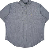 Ralph Lauren Striped Short Sleeve Shirt - 2XL Blue Cotton