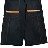 Wide Leg Unbranded Contrast Stitch Cargo Pants - 34W 29L Black Cotton