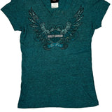 Horny Toad Harley Davidson Graphic T-Shirt - Medium Green Polyester