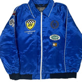 Championship Patches Brooklyn Cloth Graphic Bomber Jacket - Large Blue Polyester