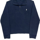 Polo By Ralph Lauren 1/4 Zip - Large Navy Cotton