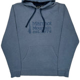 Mountain Est. 1974 Marmot Hoodie - Large Blue Cotton Blend