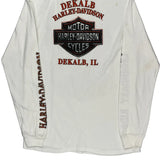 Legendary Ride Harley Davidson Graphic Long Sleeve T-Shirt - Medium White Cotton
