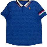 Nike Striped Polo Shirt - XL Blue Polyester