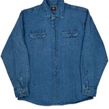 Wrangler Denim Shirt - Large Blue Cotton