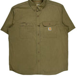 Carhartt Short Sleeve Shirt - XL Green Cotton Blend