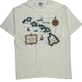 Map Of Hawaii Hanes Single Stitch T-Shirt - Large White Cotton