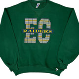 Raiders Russell Athletic Checked Sweatshirt - XL Green Cotton