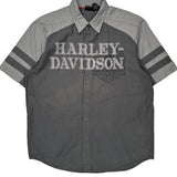 Harley Davidson Spellout Short Sleeve Shirt - Large Grey Cotton