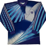 19990-92 Adidas Goalkeeper Long Sleeve Football Shirt - Medium Blue Polyester