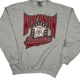 Wisconsin Badgers Logo Athletics College Sweatshirt - Large Grey Cotton