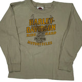 Harley Davidson Graphic Long Sleeve T-Shirt - Small Beige Cotton