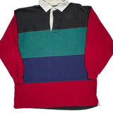 Robert Stock Striped Rugby Shirt - Large Black Cotton