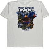 Costa Rica Harley Davidson Graphic T-Shirt - XL White Cotton
