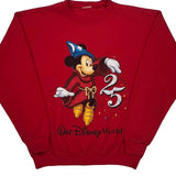 Walt Disney World 25Th Anniversary Disney Cartoon Sweatshirt - Medium Red Cotton