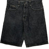 Avirex Wide Leg Graphic Denim Shorts - 34W 11L Gray Denim
