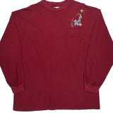 Goofy Graphic Disney Cartoon Long Sleeve T-Shirt - 2XL Red Cotton