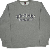 Tommy Hilfiger Denim Spellout Sweatshirt - XL Gray Cotton
