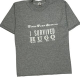 Hurricane Hugo Fast Ball Single Stitch T-Shirt - Large Gray Cotton