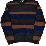 Geoffrey Beene Striped Sweater - Large Multicoloured Cotton