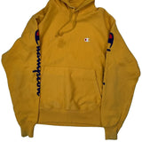 Reverse Weave Champion Spellout Hoodie - Medium Yellow Cotton