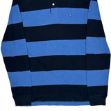 Tommy Hilfiger Striped Long Sleeve Polo Shirt - Medium Blue Cotton
