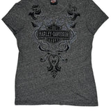 Woodstock Harley Davidson Studded T-Shirt - Medium Gray Cotton