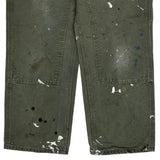 Paint Splattered Carhartt Double Knee Carpenter Trousers - 30W 31L Green Cotton
