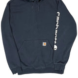 Carhartt Spellout Hoodie - Medium Navy Cotton