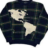 Map Of The Americas Nautica Checked Sweater - Large White Cotton