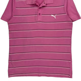 Puma Striped Polo Shirt - Medium Pink Cotton