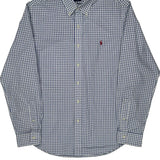 Checked Ralph Lauren Slim Fit Shirt - Large Blue Cotton