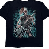 Skeleton Playing Guitar Rock Eagle Single Stitch T-Shirt - XL Black Cotton