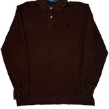 Polo By Ralph Lauren Long Sleeve Polo Shirt - Large Brown Cotton