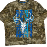Deer Skull Graphic Realtree Camo T-Shirt - 2XL Brown Cotton